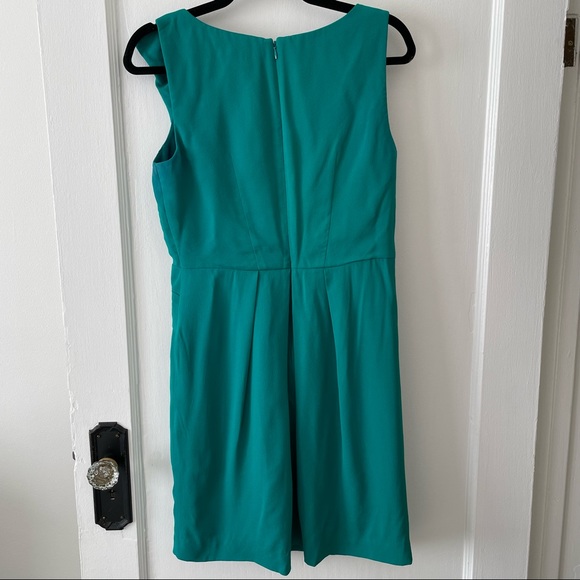 BCBG Max Azria Silk Teal Sleeveless Draped A-Line Mini Dress - Picture 2 of 9